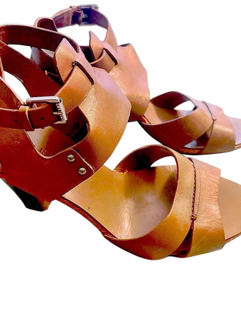 Vintage Lauren Ralph Lauren Tan Brown Leather Strappy Heels